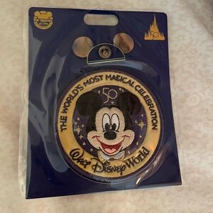 Walt Disney World 50th Anniversary Mickey Ear Hat Pin + Patch Set